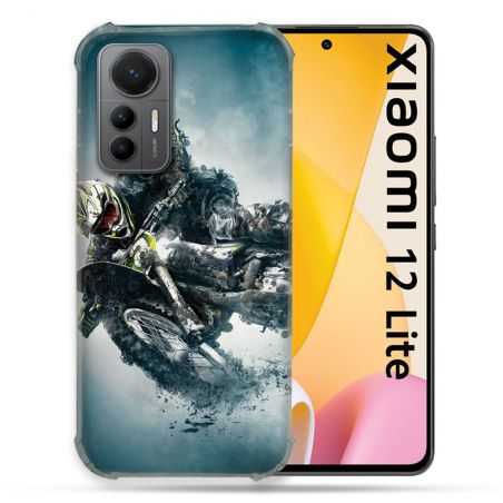 Coque Renforcée En Verre Trempé Pour Xiaomi 12 Lite Moto Cross Ombre