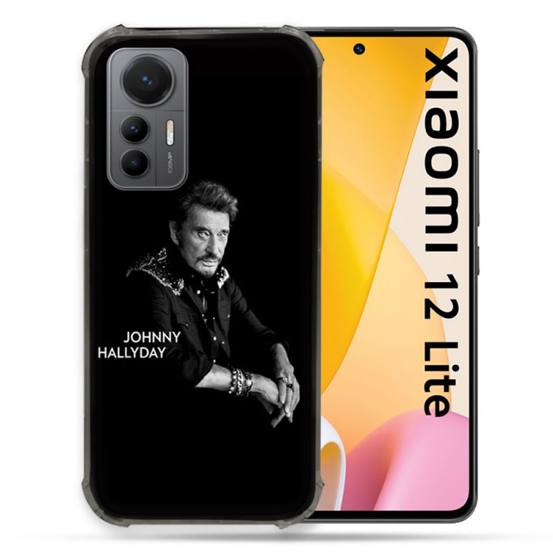 Coque Renforcée En Verre Trempé Pour Xiaomi 12 Lite Musique Johnny Hallyday Noir