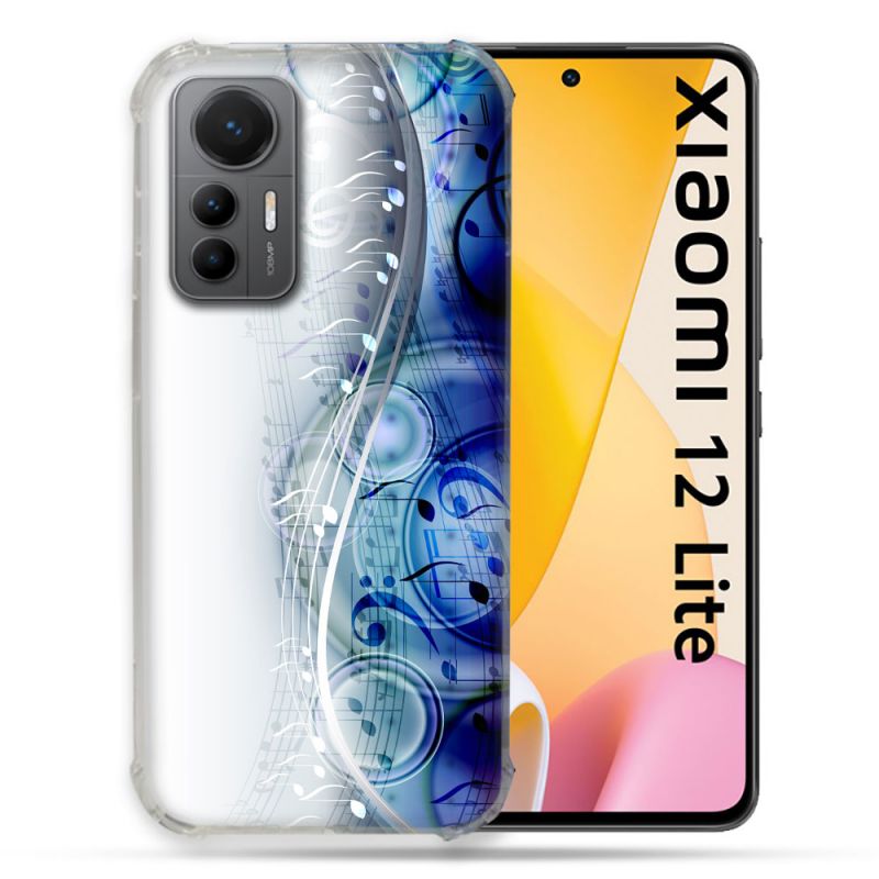 Coque Renforcée En Verre Trempé Pour Xiaomi 12 Lite Musique Partition Vague