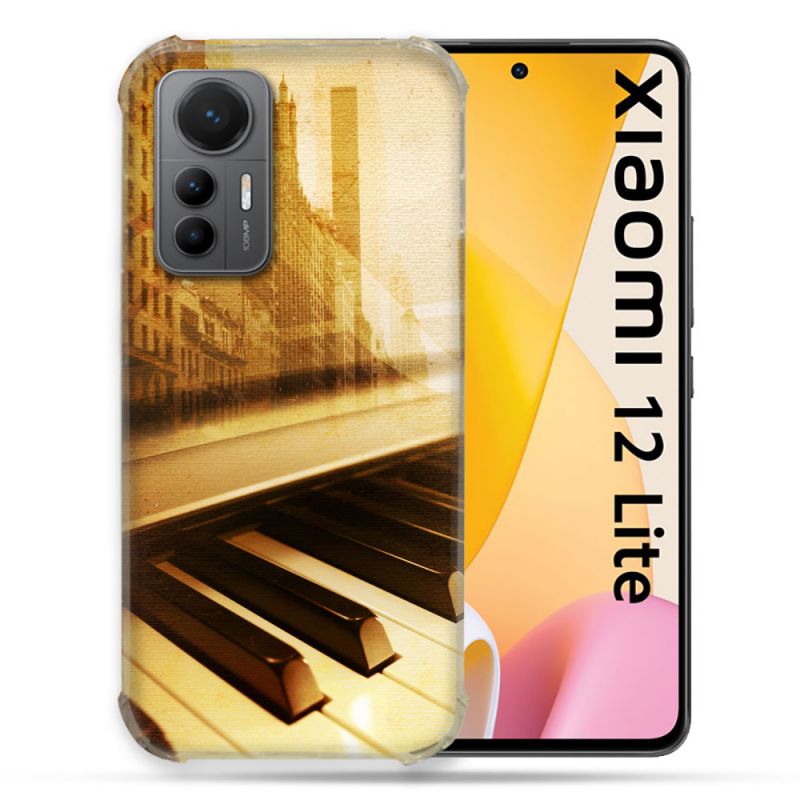 Coque Renforcée En Verre Trempé Pour Xiaomi 12 Lite Musique Piano Retro