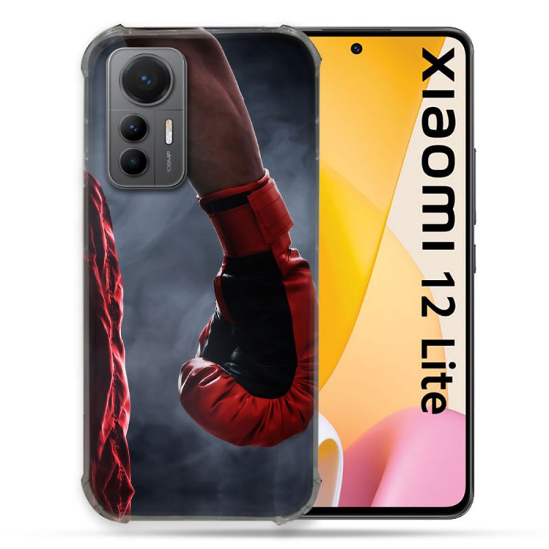 Coque Renforcée En Verre Trempé Pour Xiaomi 12 Lite Sport Boxe Gant Rouge