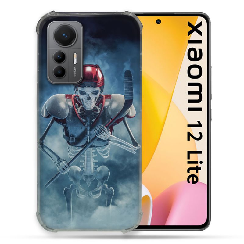 Coque Renforcée En Verre Trempé Pour Xiaomi 12 Lite Sport Hockey Squelette