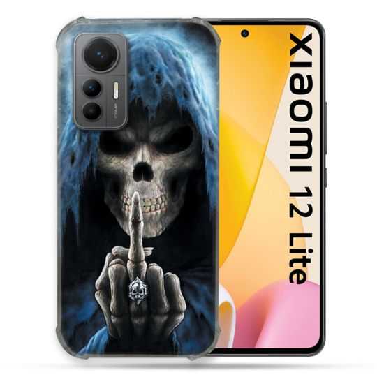 Coque Renforcée En Verre Trempé Pour Xiaomi 12 Lite Tete de Mort Doigt
