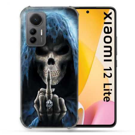 Coque Renforcée En Verre Trempé Pour Xiaomi 12 Lite Tete de Mort Doigt