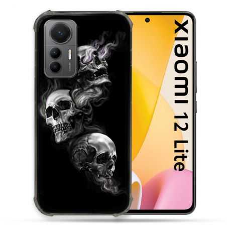 Coque Renforcée En Verre Trempé Pour Xiaomi 12 Lite Tete de Mort Triple