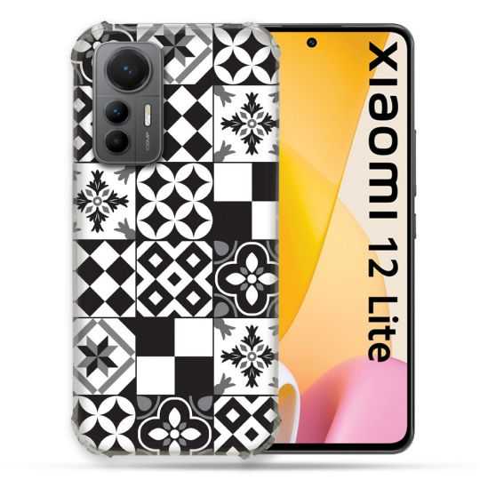 Coque Renforcée En Verre Trempé Pour Xiaomi 12 Lite Texture Carreau Ciment Noir