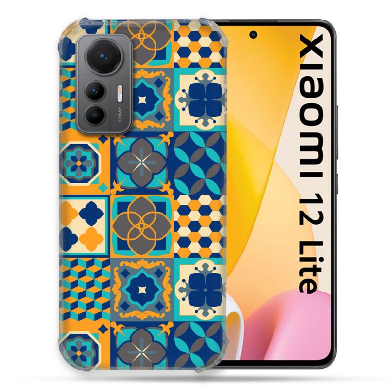 Coque Renforcée En Verre Trempé Pour Xiaomi 12 Lite Texture Carreau Ciment Orange