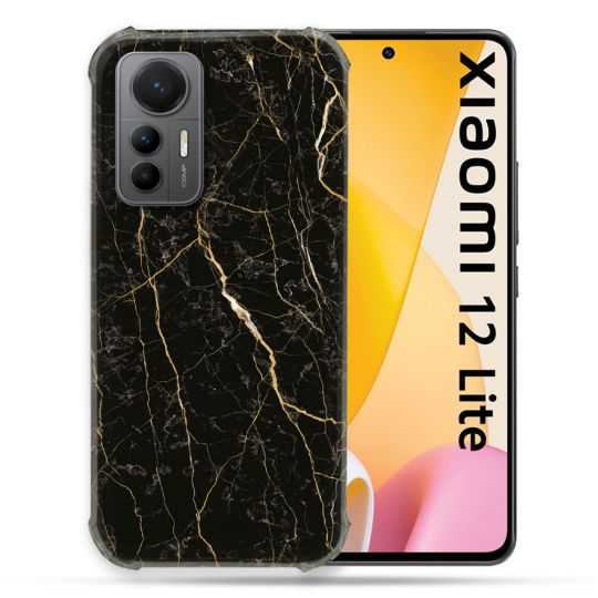Coque Renforcée En Verre Trempé Pour Xiaomi 12 Lite Texture Marbre Noir