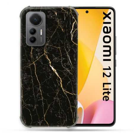 Coque Renforcée En Verre Trempé Pour Xiaomi 12 Lite Texture Marbre Noir