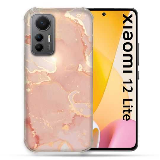 Coque Renforcée En Verre Trempé Pour Xiaomi 12 Lite Texture Marbre Rose