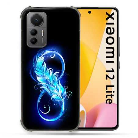 Coque Renforcée En Verre Trempé Pour Xiaomi 12 Lite Texture Plume Infini Bleu