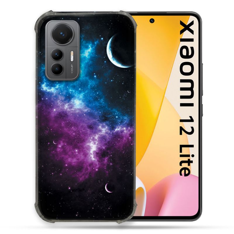 Coque Renforcée En Verre Trempé Pour Xiaomi 12 Lite Univers Bleu Violet