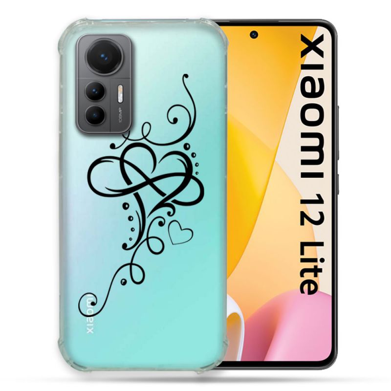 Coque Renforcée En Verre Trempé Transparente Pour Xiaomi 12 Lite Cœur infini