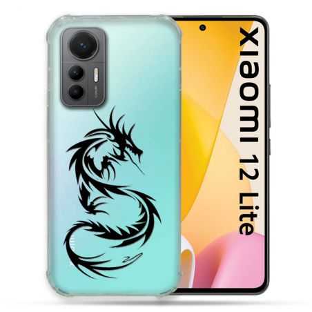 Coque Renforcée En Verre Trempé Transparente Pour Xiaomi 12 Lite Dragon Noir