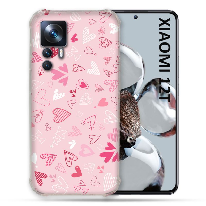 Coque Renforcée En Verre Trempé Pour Xiaomi 12T Amour Ptis Coeurs