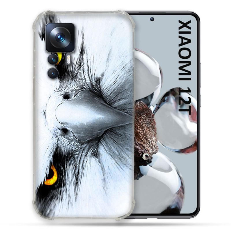 Coque Renforcée En Verre Trempé Pour Xiaomi 12T Animal Aigle Royal Blanc