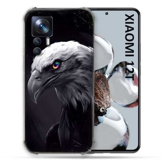 Coque Renforcée En Verre Trempé Pour Xiaomi 12T Animal Aigle Royal Noir