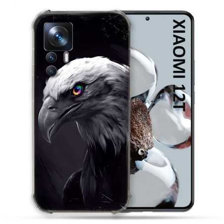 Coque Renforcée En Verre Trempé Pour Xiaomi 12T Animal Aigle Royal Noir