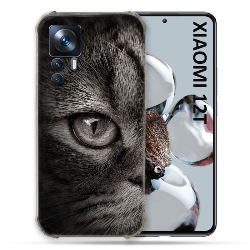 Coque Renforcée En Verre Trempé Pour Xiaomi 12T Animal Chat Gris
