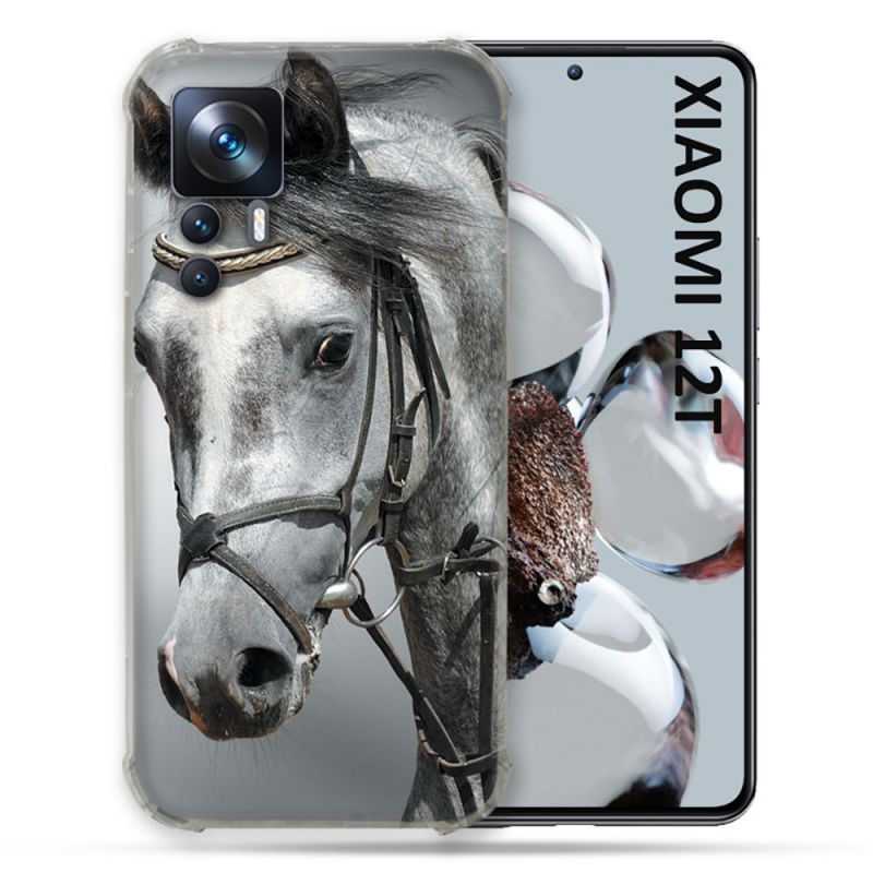 Coque Renforcée En Verre Trempé Pour Xiaomi 12T Animal Cheval Blanc