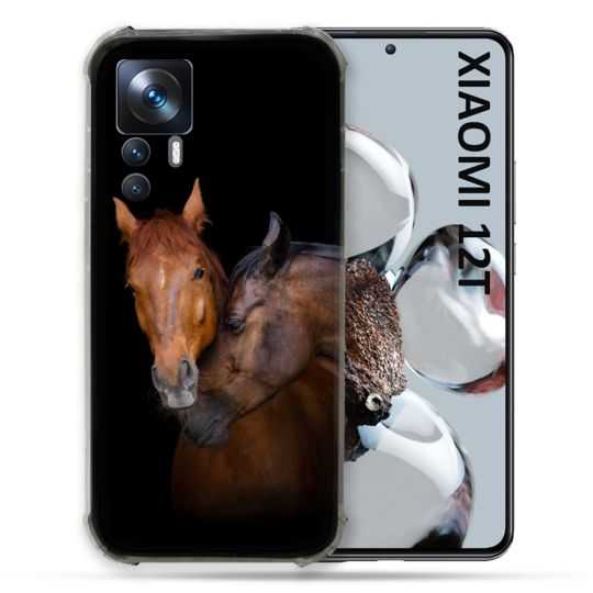 Coque Renforcée En Verre Trempé Pour Xiaomi 12T Animal Cheval Marron