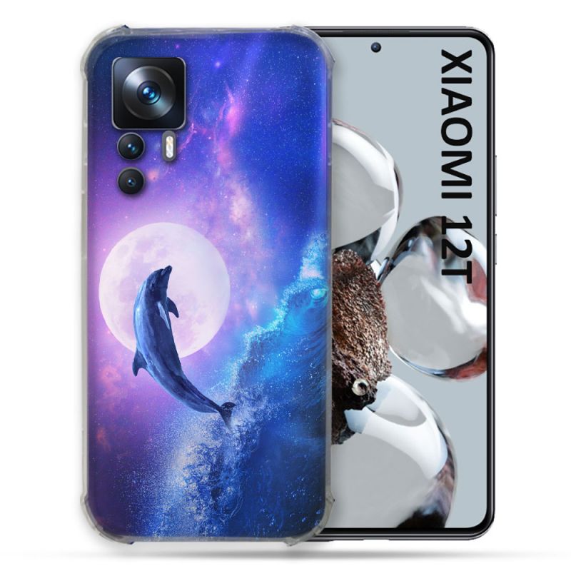 Coque Renforcée En Verre Trempé Pour Xiaomi 12T Animal Dauphin Vague