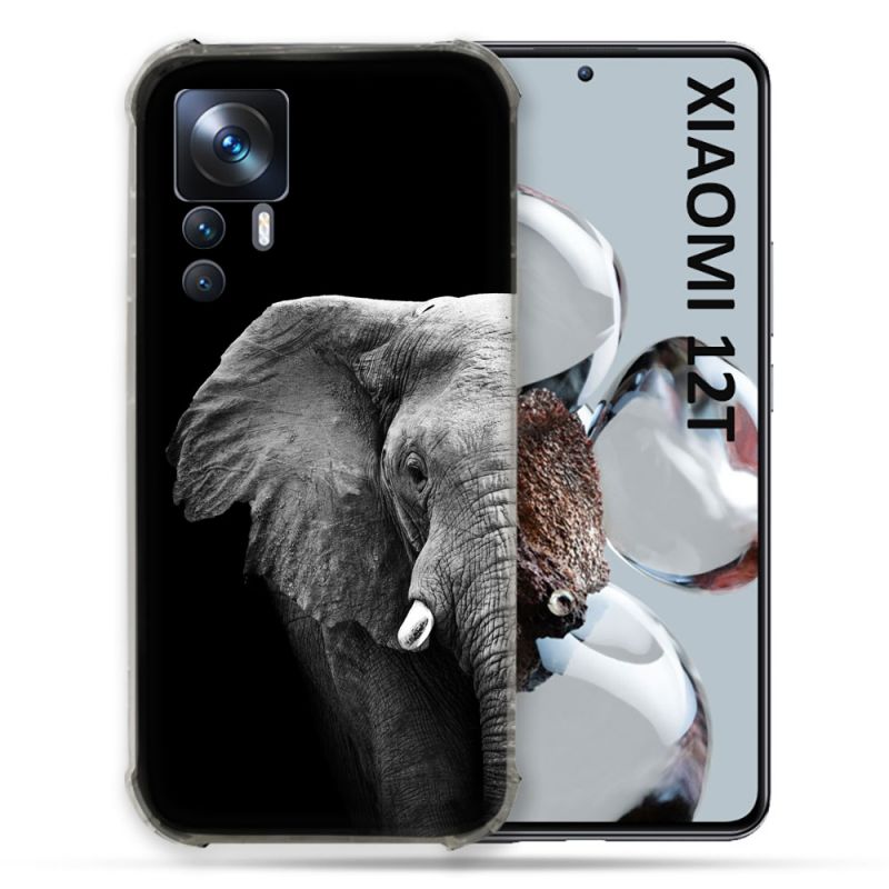 Coque Renforcée En Verre Trempé Pour Xiaomi 12T Animal Elephant Noir
