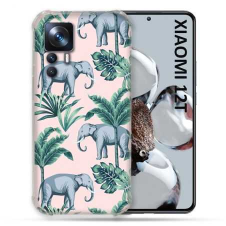 Coque Renforcée En Verre Trempé Pour Xiaomi 12T Animal Elephant Pattern