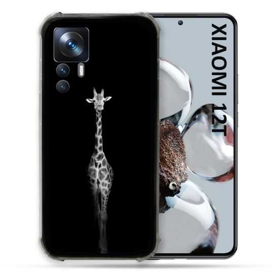 Coque Renforcée En Verre Trempé Pour Xiaomi 12T Animal Girafe Noire