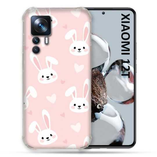 Coque Renforcée En Verre Trempé Pour Xiaomi 12T Animal Lapin Rose