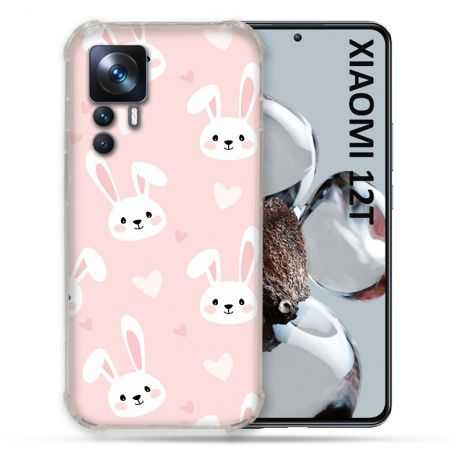 Coque Renforcée En Verre Trempé Pour Xiaomi 12T Animal Lapin Rose