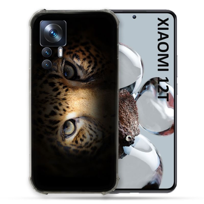 Coque Renforcée En Verre Trempé Pour Xiaomi 12T Animal Leopard Yeux