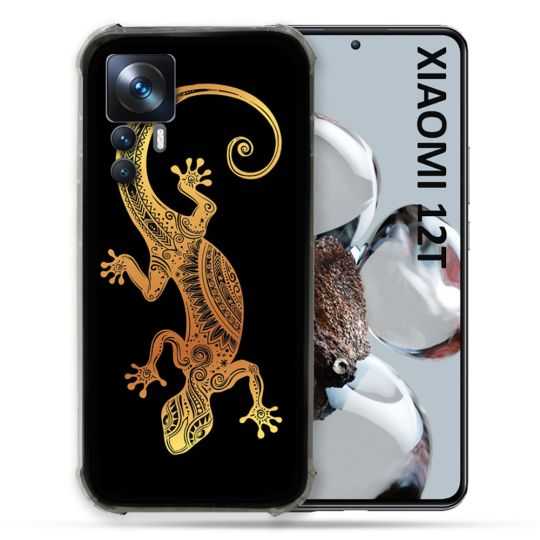 Coque Renforcée En Verre Trempé Pour Xiaomi 12T Animal Lezard Noir