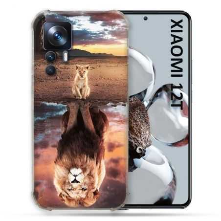 Coque Renforcée En Verre Trempé Pour Xiaomi 12T Animal Lion Reflet
