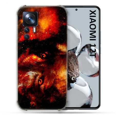 Coque Renforcée En Verre Trempé Pour Xiaomi 12T Animal Loup Espace