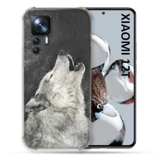 Coque Renforcée En Verre Trempé Pour Xiaomi 12T Animal Loup Hurlement