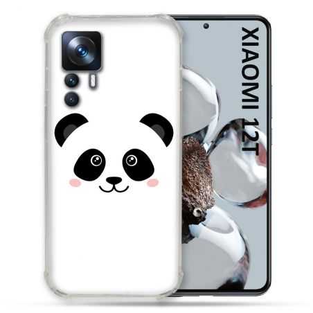 Coque Renforcée En Verre Trempé Pour Xiaomi 12T Animal Panda Blanc