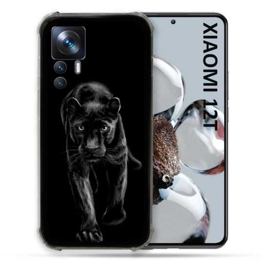 Coque Renforcée En Verre Trempé Pour Xiaomi 12T Animal Panthère Noire
