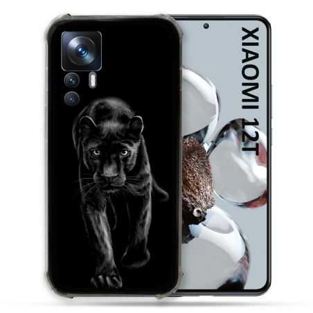 Coque Renforcée En Verre Trempé Pour Xiaomi 12T Animal Panthère Noire