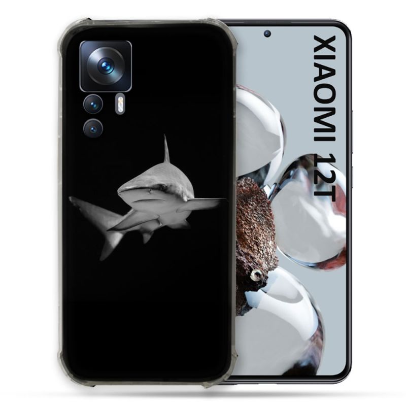 Coque Renforcée En Verre Trempé Pour Xiaomi 12T Animal Requin Sombre