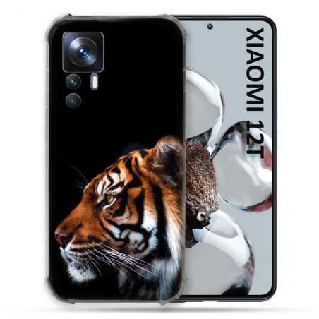 Coque Renforcée En Verre Trempé Pour Xiaomi 12T Animal Tigre Noir