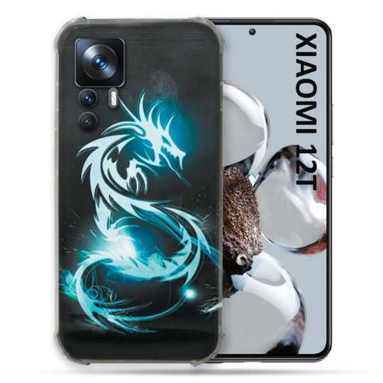 Coque Renforcée En Verre Trempé Pour Xiaomi 12T Fantastique Dragon Bleu