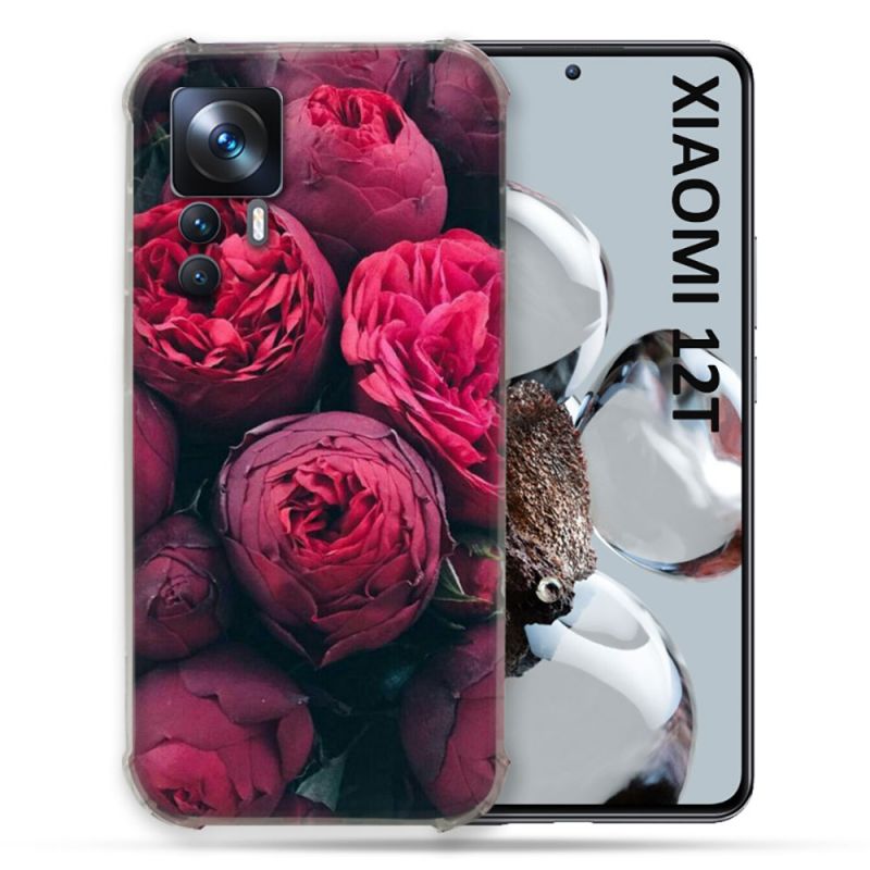 Coque Renforcée En Verre Trempé Pour Xiaomi 12T Fleur Pivoine