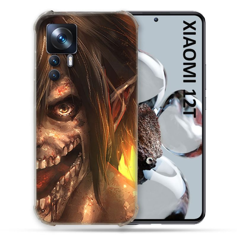 Coque Renforcée En Verre Trempé Pour Xiaomi 12T Manga Attaque Titans Eren Titan