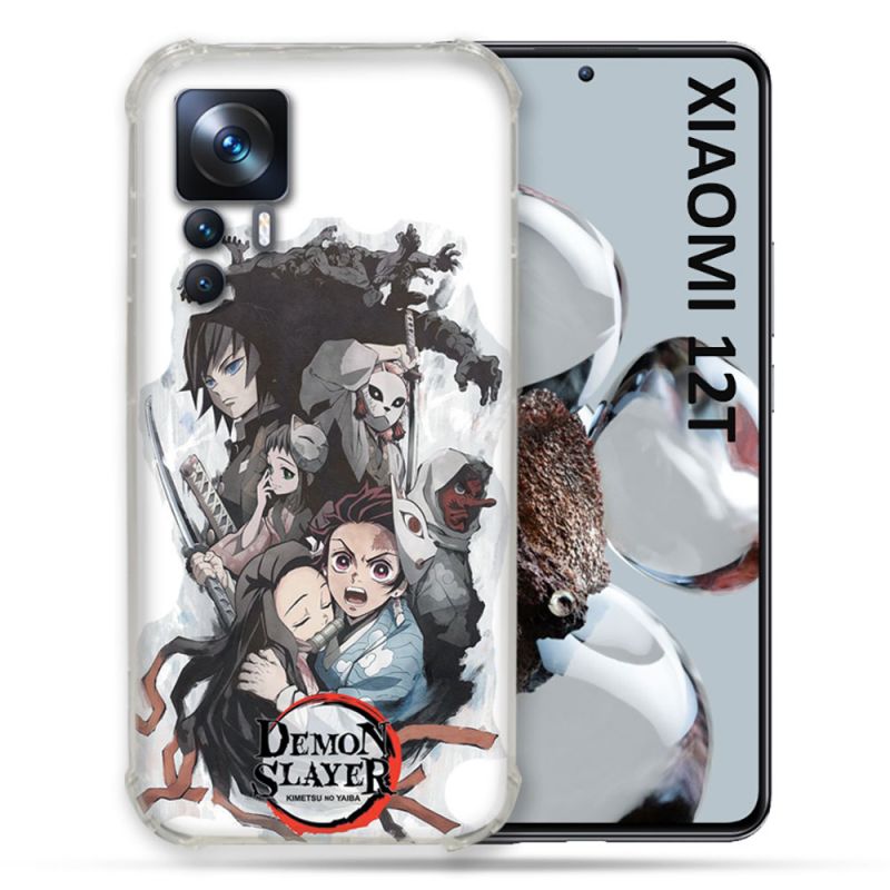 Coque Renforcée En Verre Trempé Pour Xiaomi 12T Manga Demon Slayer Blanc