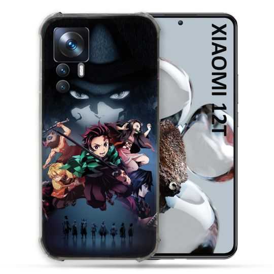 Coque Renforcée En Verre Trempé Pour Xiaomi 12T Manga Demon Slayer Noir
