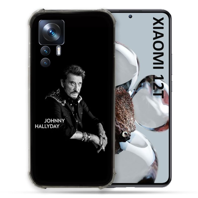 Coque Renforcée En Verre Trempé Pour Xiaomi 12T Musique Johnny Hallyday Noir