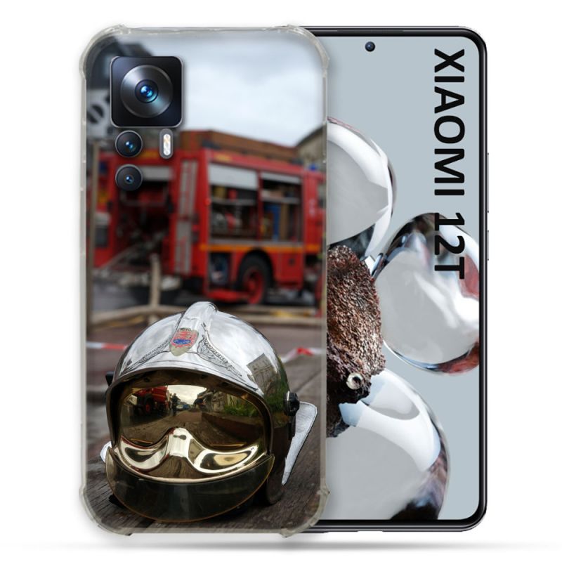 Coque Renforcée En Verre Trempé Pour Xiaomi 12T Pompier Casque Camion