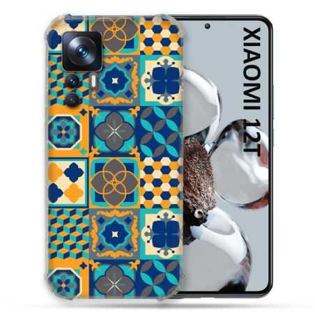 Coque Renforcée En Verre Trempé Pour Xiaomi 12T Texture Carreau Ciment Orange