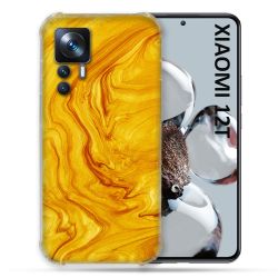 Coque Renforcée En Verre Trempé Pour Xiaomi 12T Texture Marbre Jaune